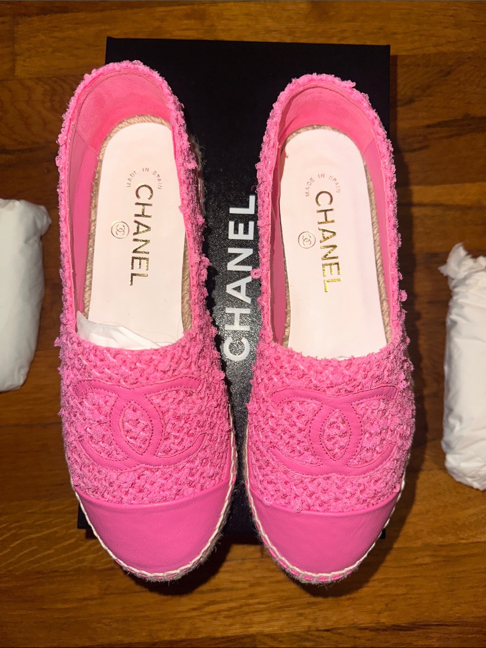 NWT Chanel Pink 2024 Interlocking CC Logo Espadrilles